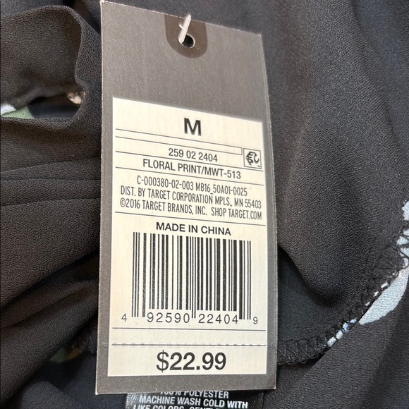 NWT Mossimo Supply Co. Black Tie Front Bib Collar Blouse - Picture 7 of 7